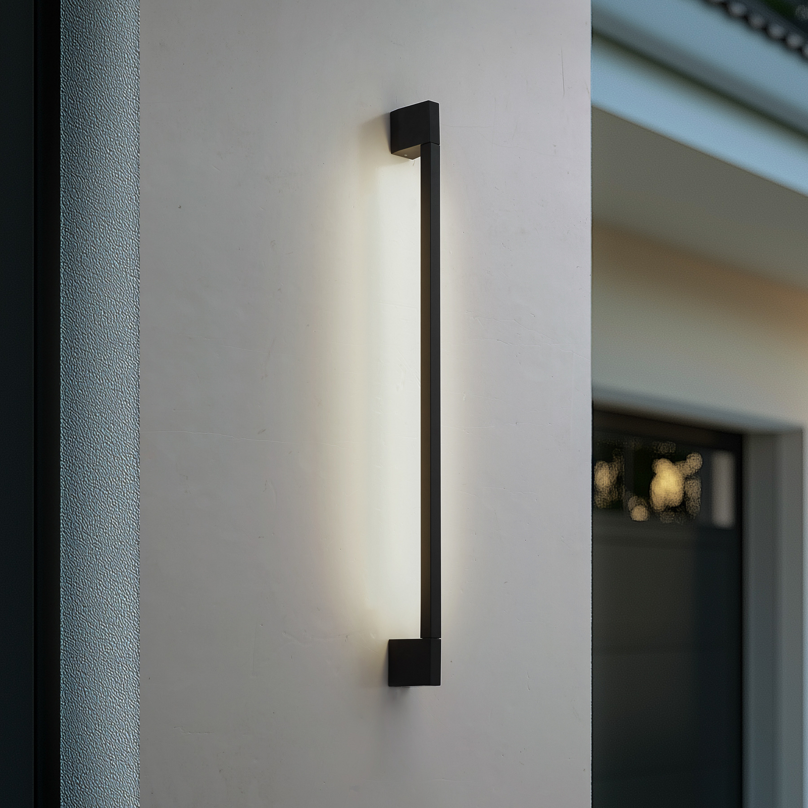 Lindby LED sieninis šviestuvas Neano, 90 cm, juodas, metalas, IP54